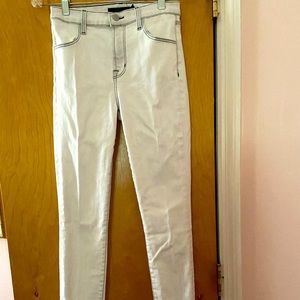 JBrand skinny jeans in off white color with dark blue contrast stitching
